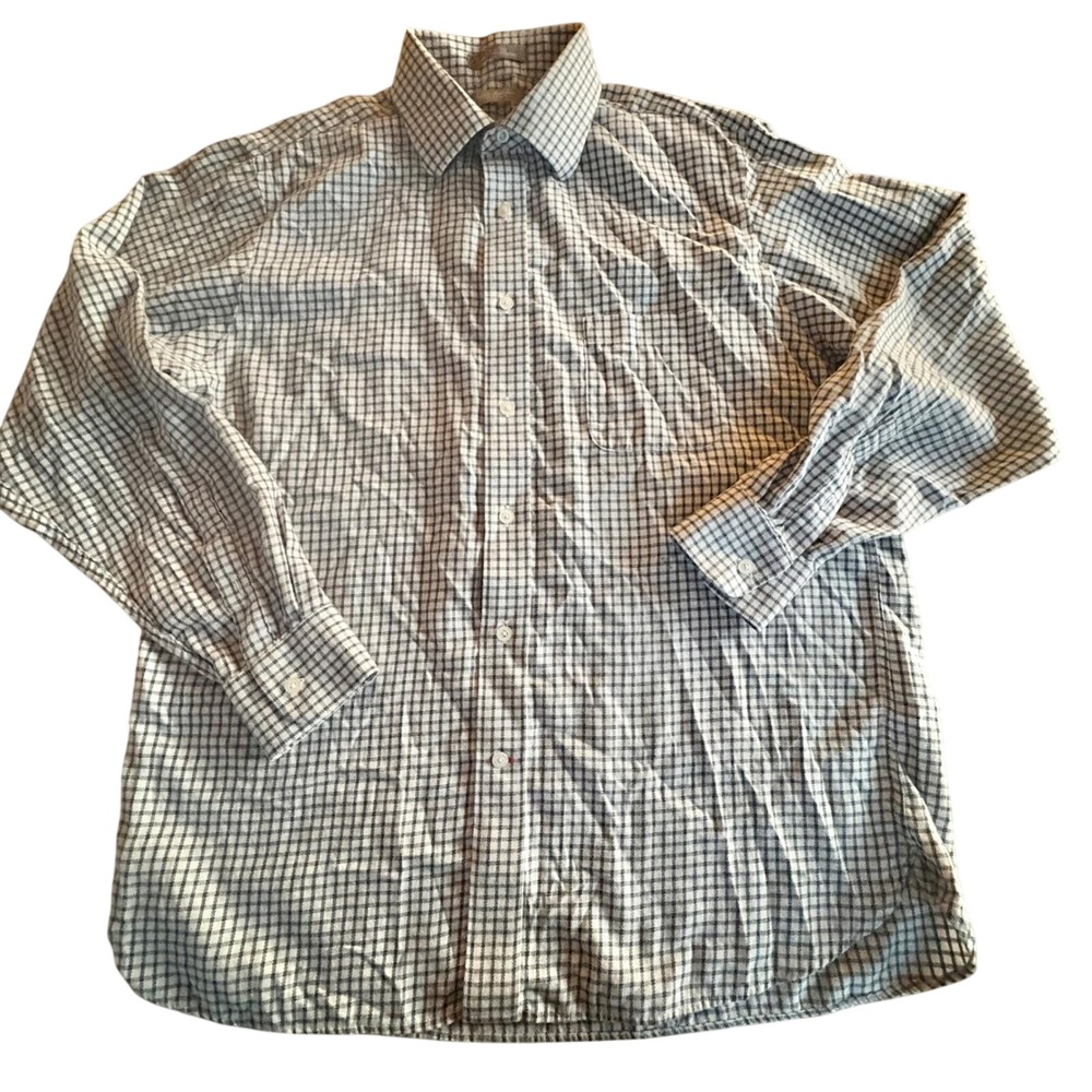 Daniel Cremieux Signature Collection Mens XL Plaid Cotton Button Shirt White Blk